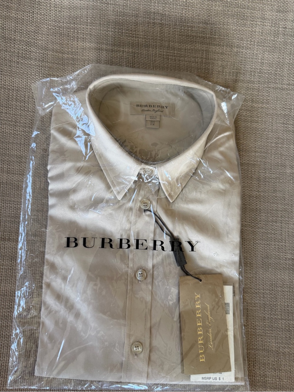 Burberry Women’s Beige Button-Down Dress Shirt